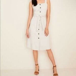 Ann Taylor Button-Down Square Neck Midi Dress Size 12